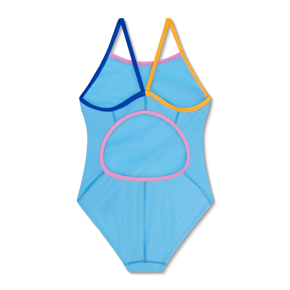 Girl's Solid Propel Back One Piece Blue