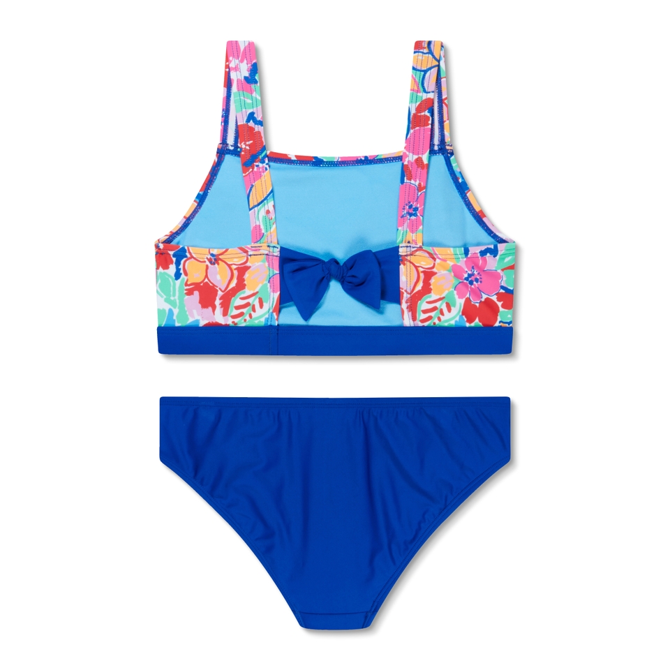 Girl's Print Tie Back Bikini Set Blue