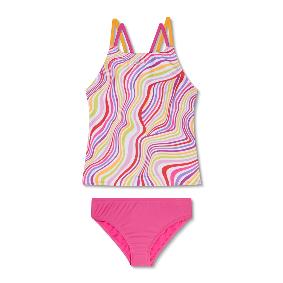 Girls Print Tankini Set Pink