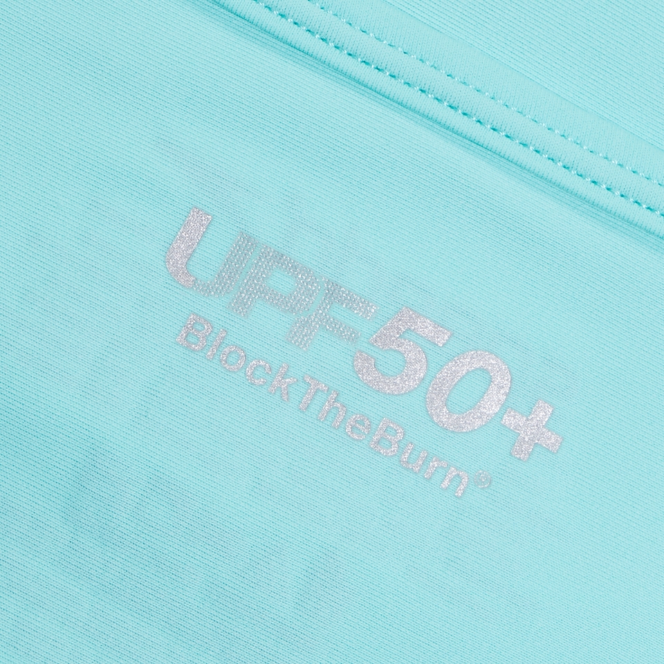 Maillot dermoprotecteur manches courtes à motif imprimé pour filles, bleu