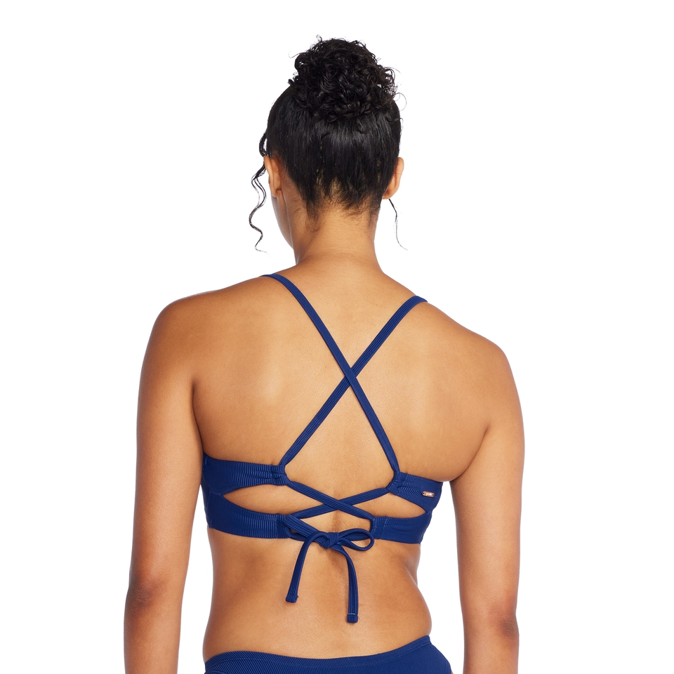 Women's Rib Double Cross Bikini Top Blue