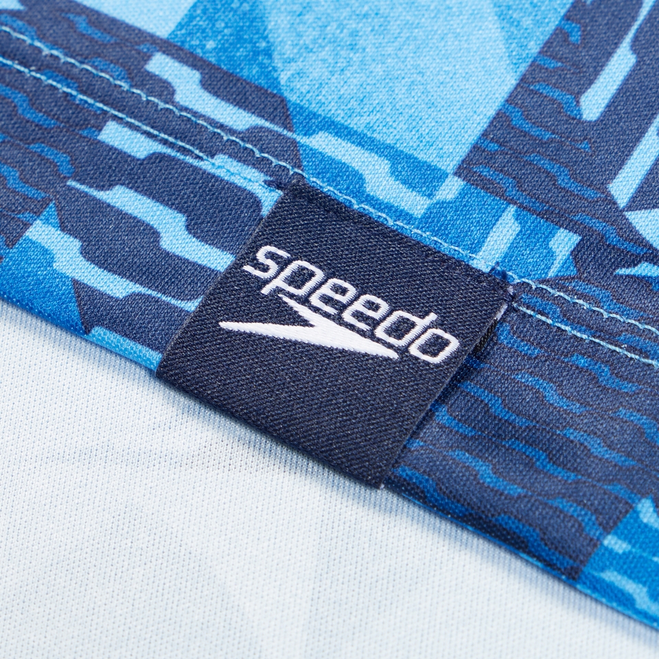 Boy's Printed Short Sleeve Swim Shirt Blue
