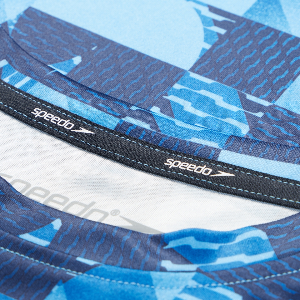 Boy's Printed Short Sleeve Swim Shirt Blue