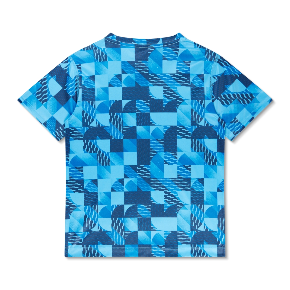 Boy's Printed Short Sleeve Swim Shirt Blue