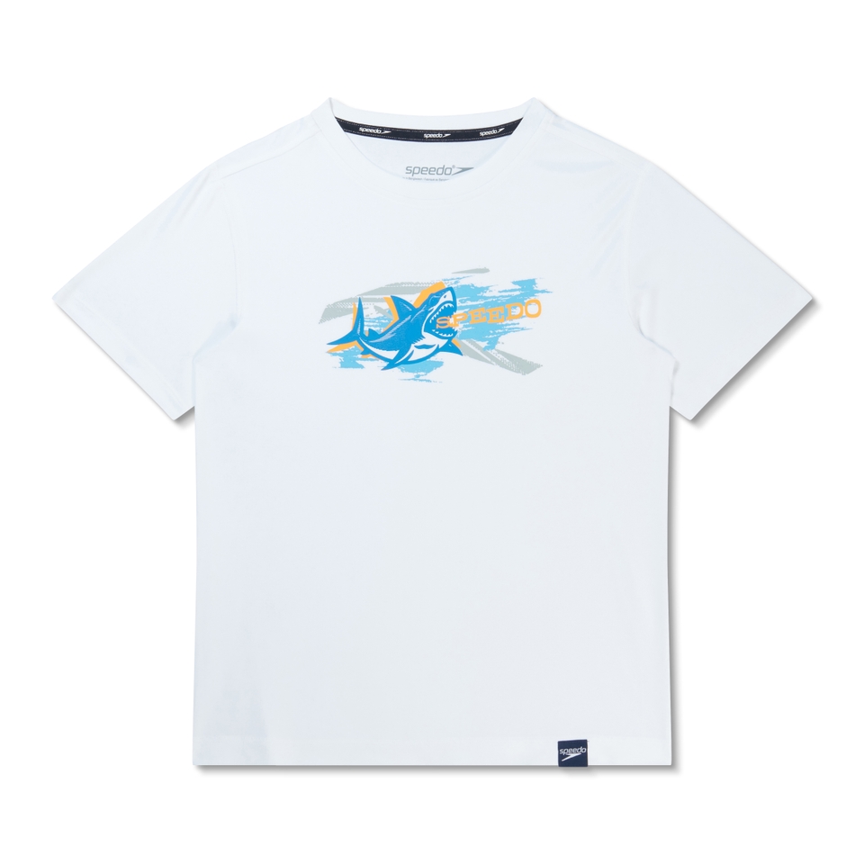 Boy's Graphic Short Sleeve Swim Shirt White