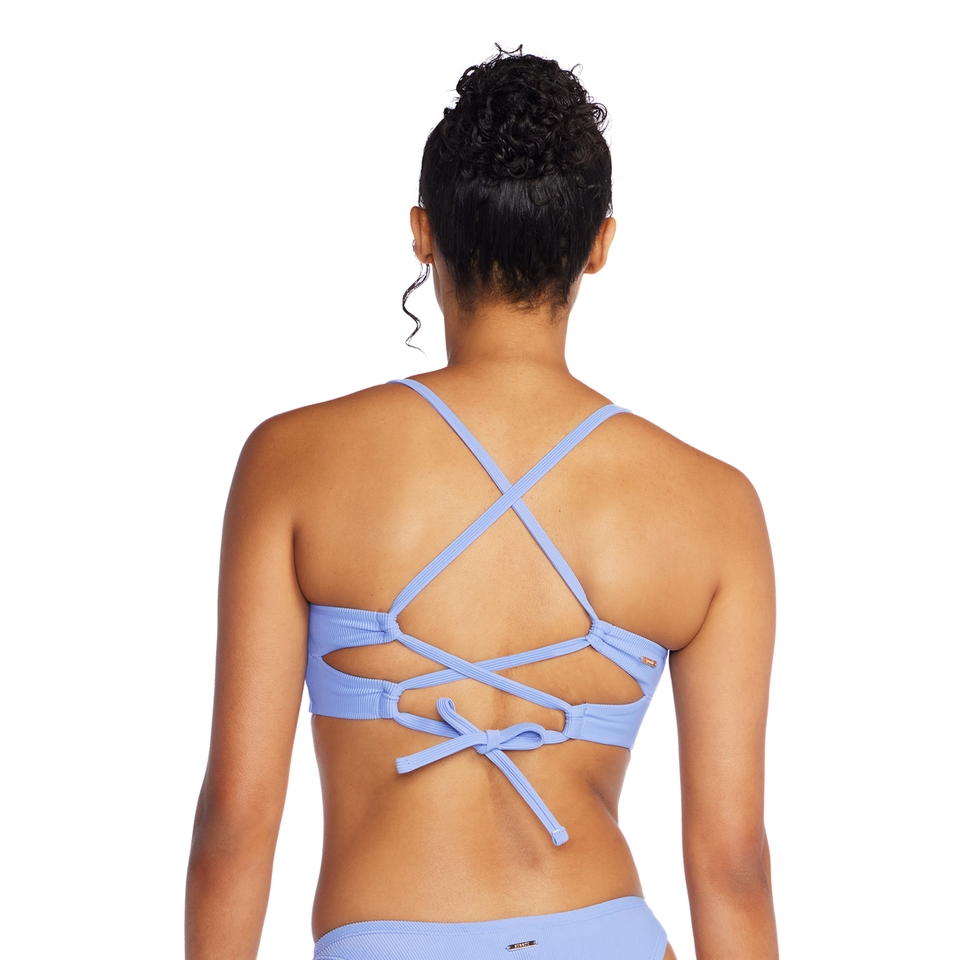 Women's Rib Double Cross Bikini Top Blue