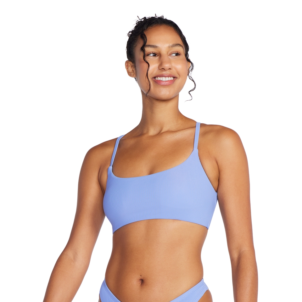 Women's Rib Double Cross Bikini Top Blue