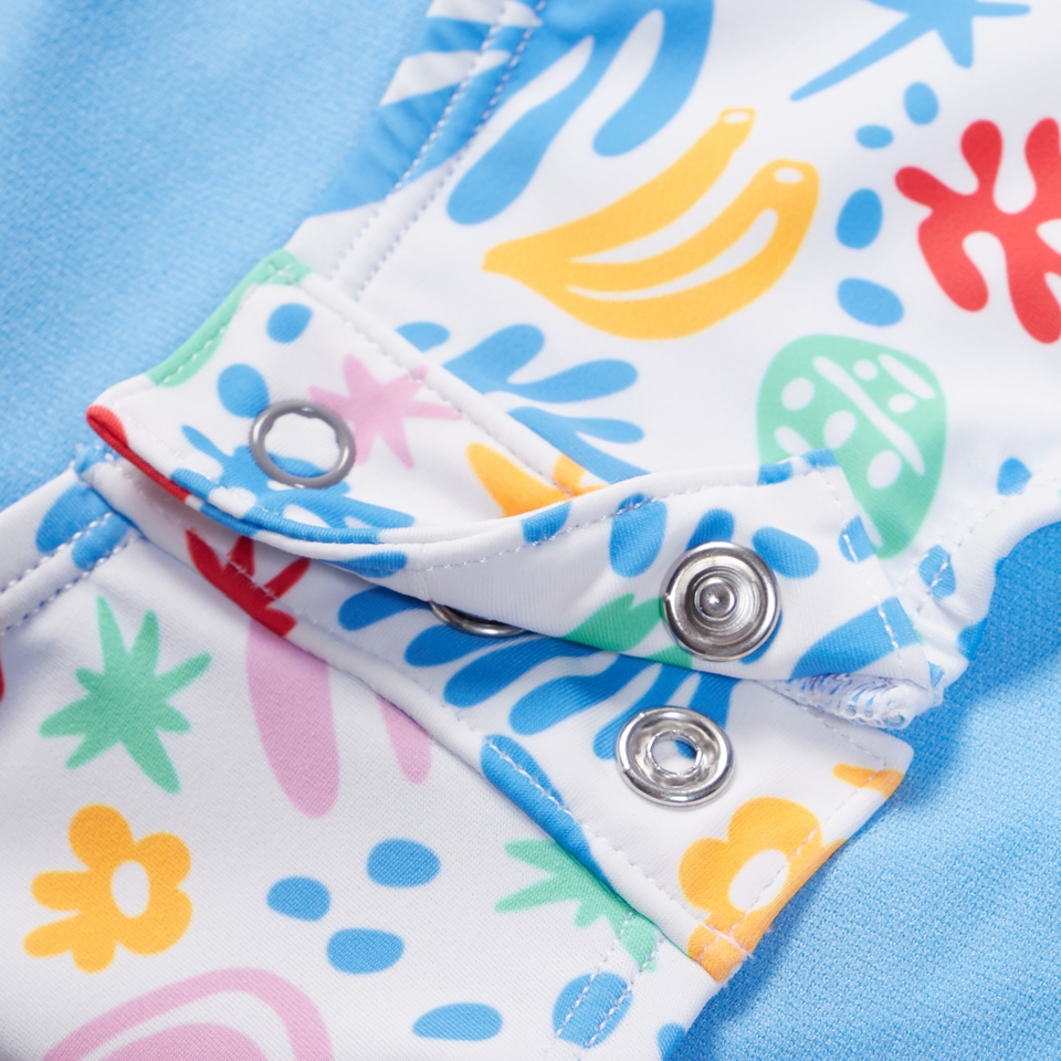 Girl's Printed Toddler Snapsuit One Piece White