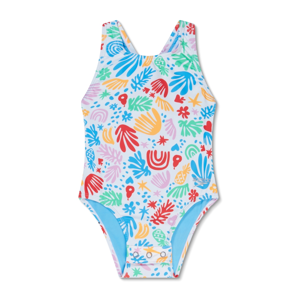 Girl's Printed Toddler Snapsuit One Piece White
