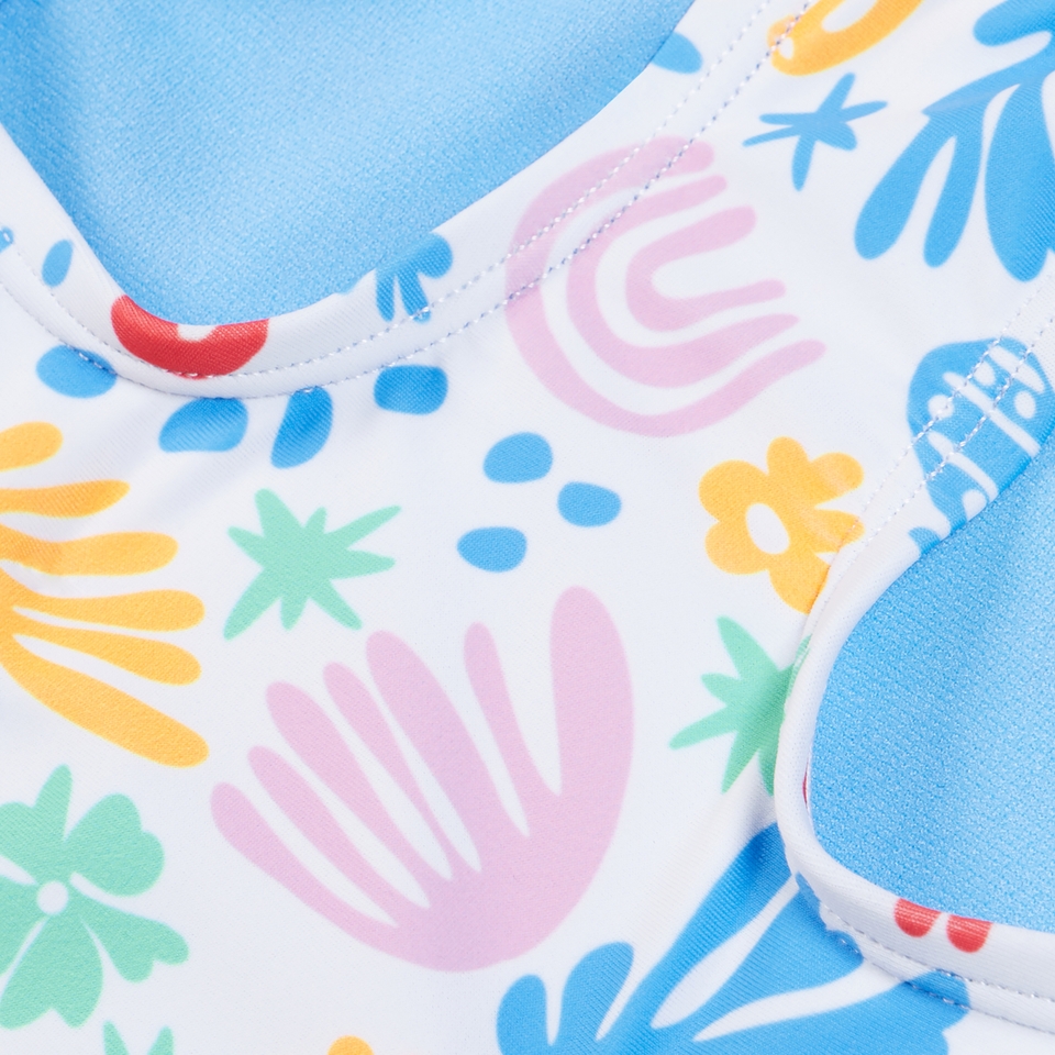 Girl's Printed Toddler Snapsuit One Piece White