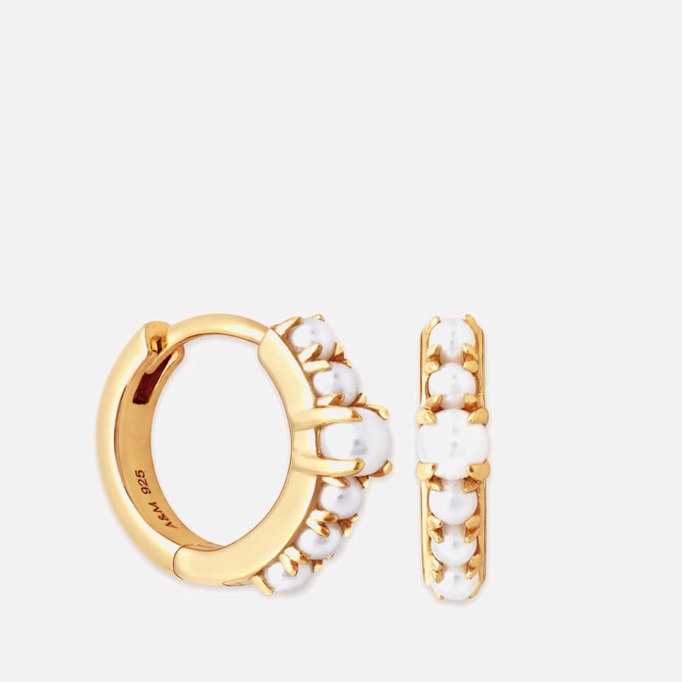 Astrid & Miyu Gold-Plated Sterling Silver Radiant Pearl Huggie Earrings