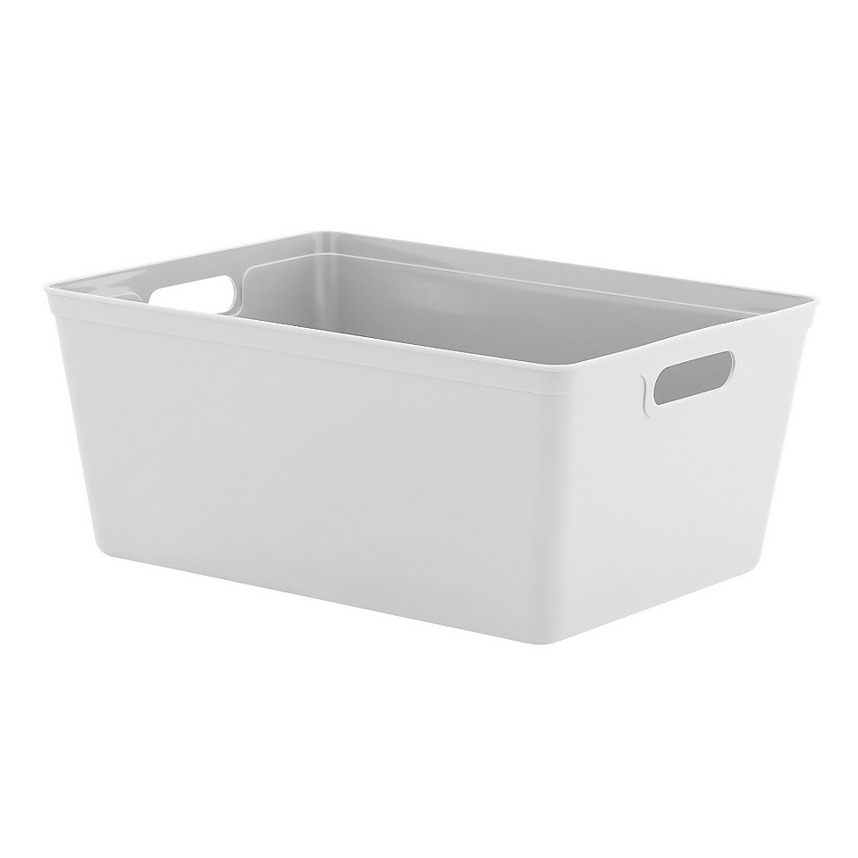 Large Plastic Storage Tray Grey 11L Homebase