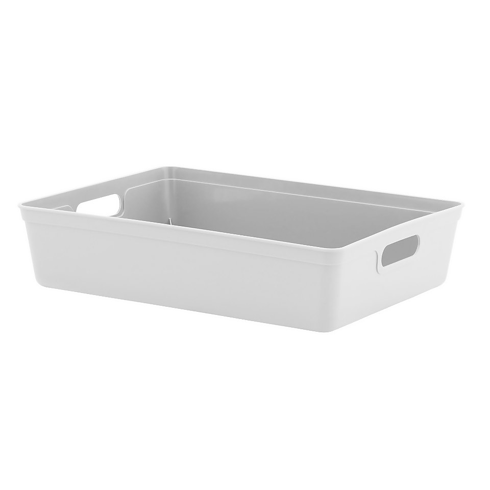 Shallow Plastic Storage Tray Grey 6L Homebase