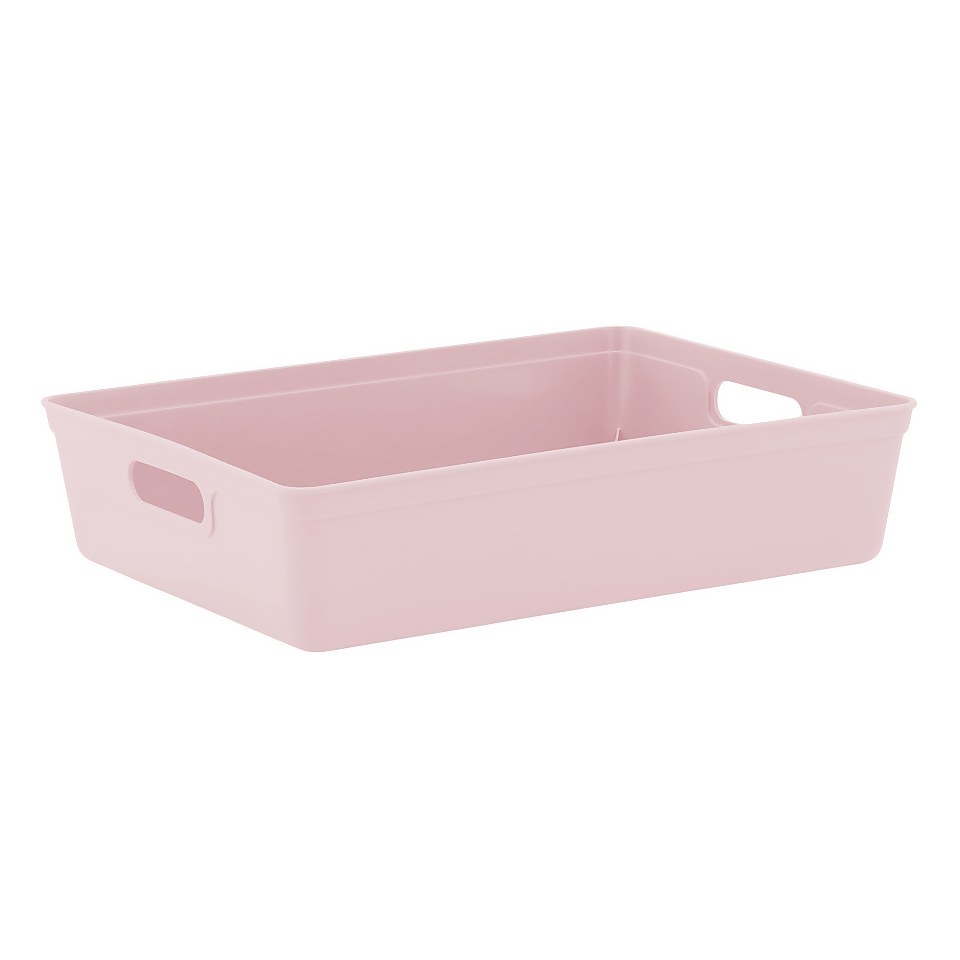 Shallow Plastic Storage Tray - Pink - 6L