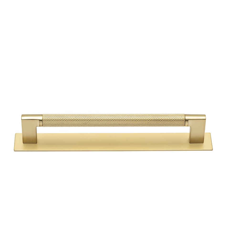 Knurled Bar Handle with Backplate - Gold