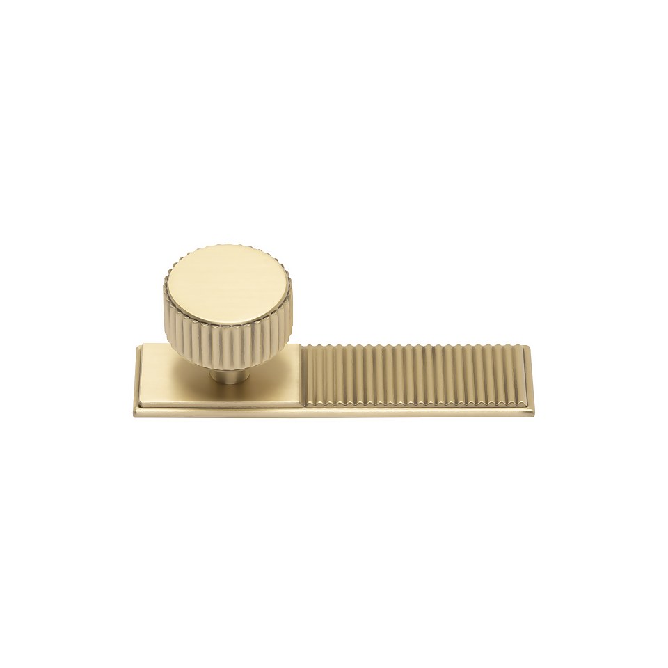 Reeded Knob with Backplate - Gold