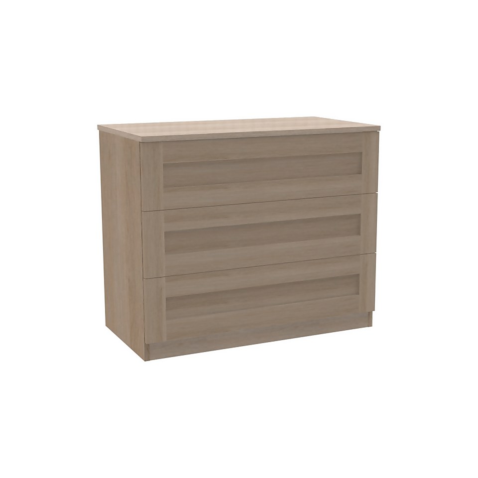 House Beautiful Realm Wide Chest of Drawers - Oak Effect Carcass, Oak Effect Shaker Drawer Fronts (W) 900mm x (H) 756mm