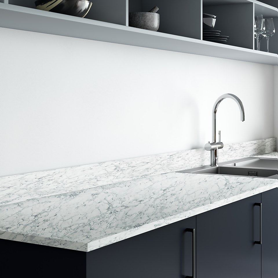 Cloudy Marble Kitchen Upstand - 300 x 7 x 1.2cm (6mm Postformed Edge)