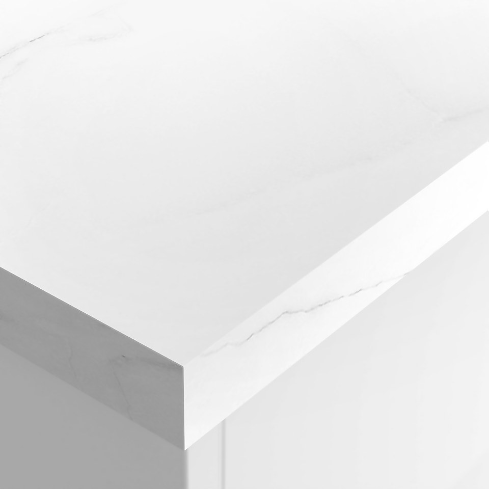 White Marble Breakfast Bar - 200 x 90 x 3.8cm (Square Edge)