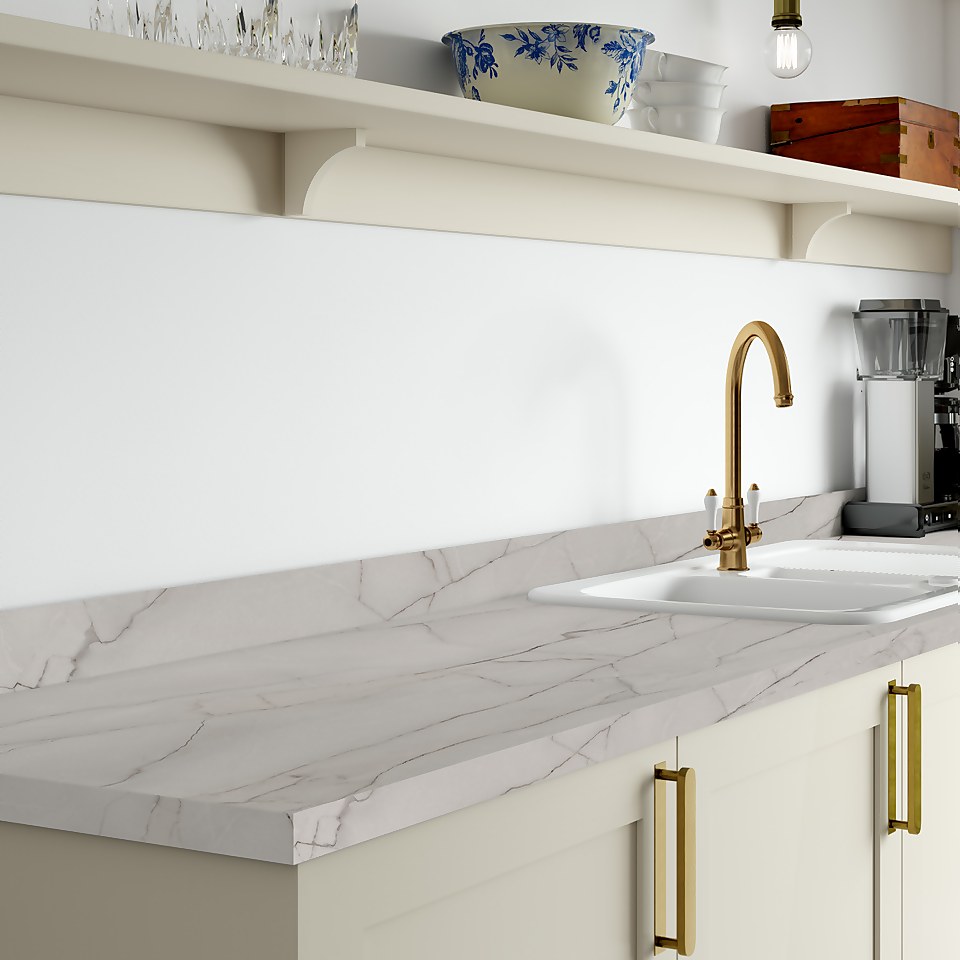 Grey Marble Kitchen Upstand - 300 x 7 x 1.2cm (6mm Postformed Edge)