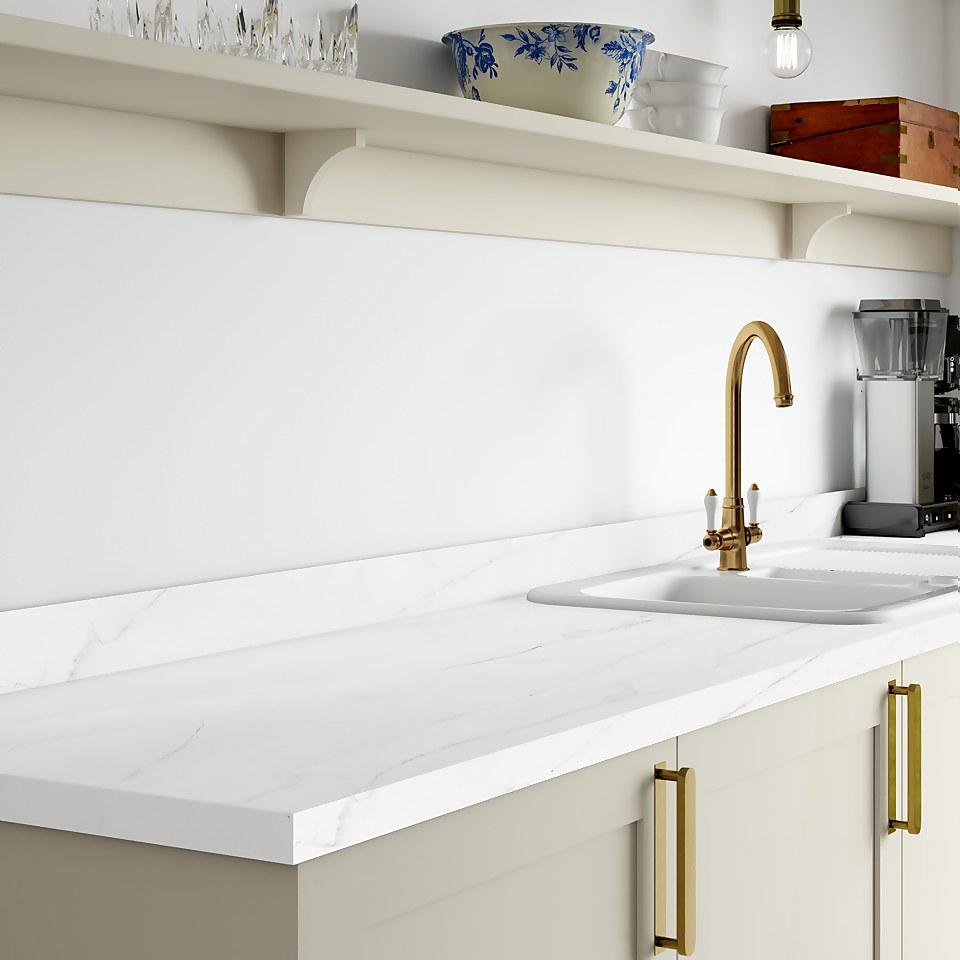 White Marble Worktop/Breakfast Bar Edging - 300 x 4.2cm