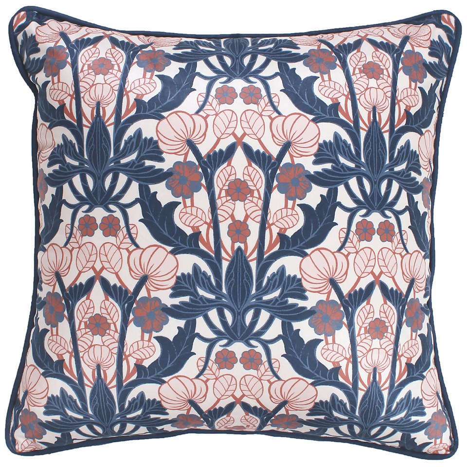 Retro Pattern Velvet Cushion - Blue