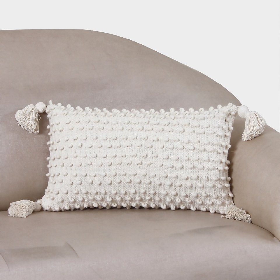 Woven Bobble Tassel Cushion