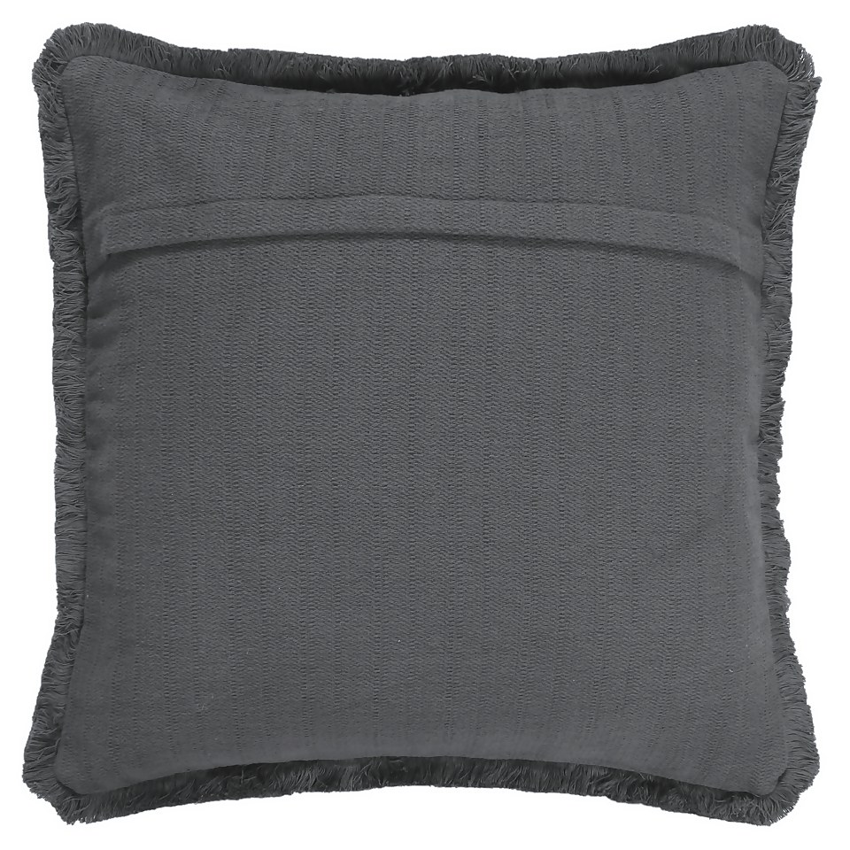 Woven Stonewashed Cushion - Charcoal