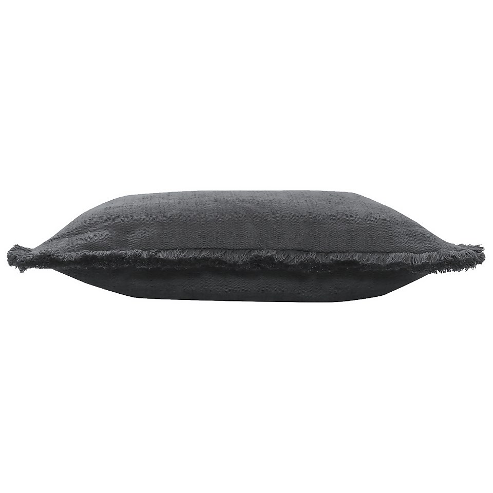 Woven Stonewashed Cushion - Charcoal