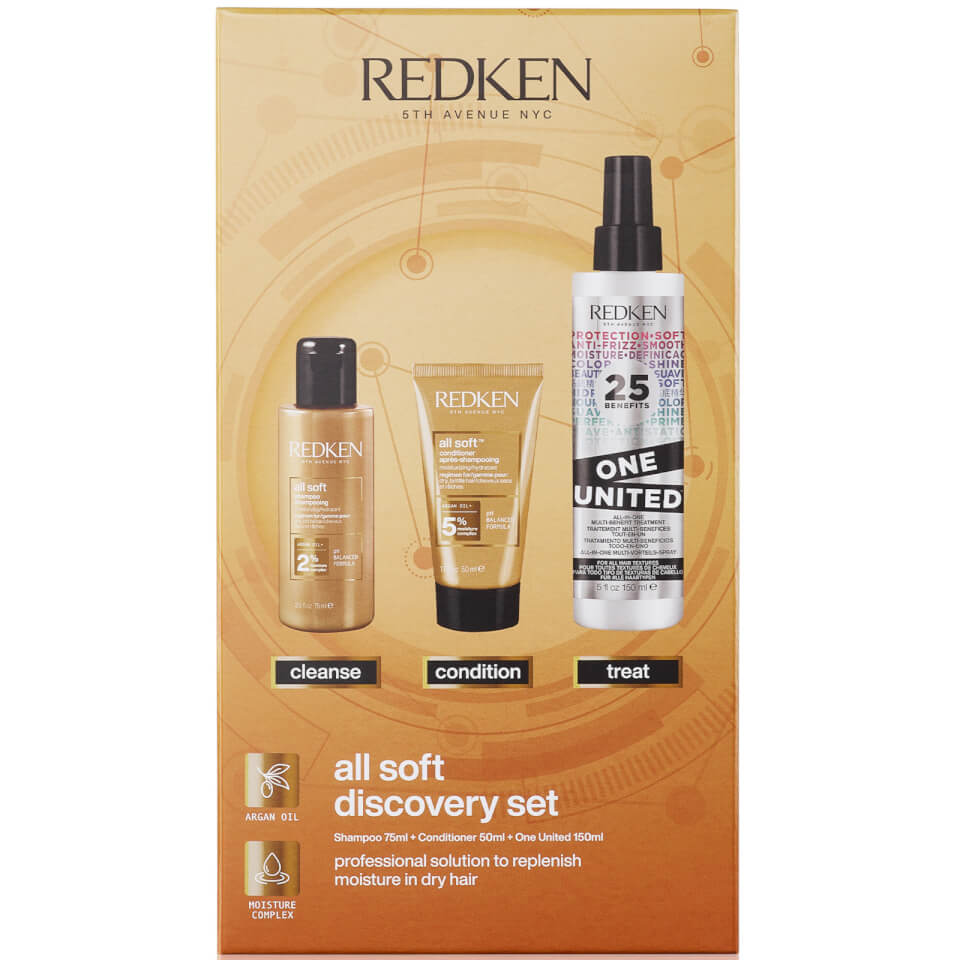 Redken All Soft Shampoo 75ml, Conditioner 50ml and One United Hair Treatment 150ml Discovery Set