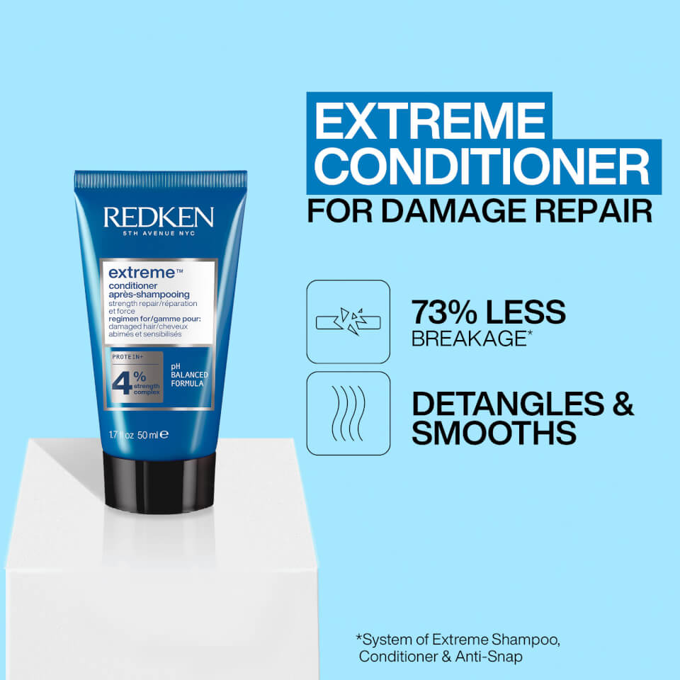 Redken Strength Repair Set for Damaged Hair, Shampoo 75ml, Conditioner 50ml and Anti Snap 250ml