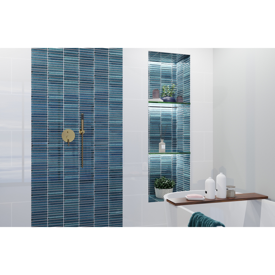 Mini Linear Kingfisher Mosaic Tile Sheet – 0.9 sqm pack