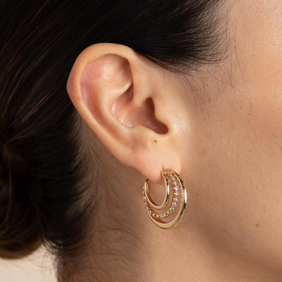 Astrid & Miyu Illusion Bezel Gold-Tone Hoop Earrings