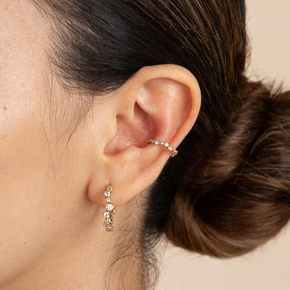 Astrid Miyu Crystal Scatter 18 Karat Gold Plated Hoop Earrings