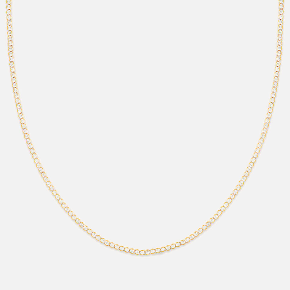 Astrid & Miyu Bezel Tennis Chain 18-Karat Gold-Plated Necklace