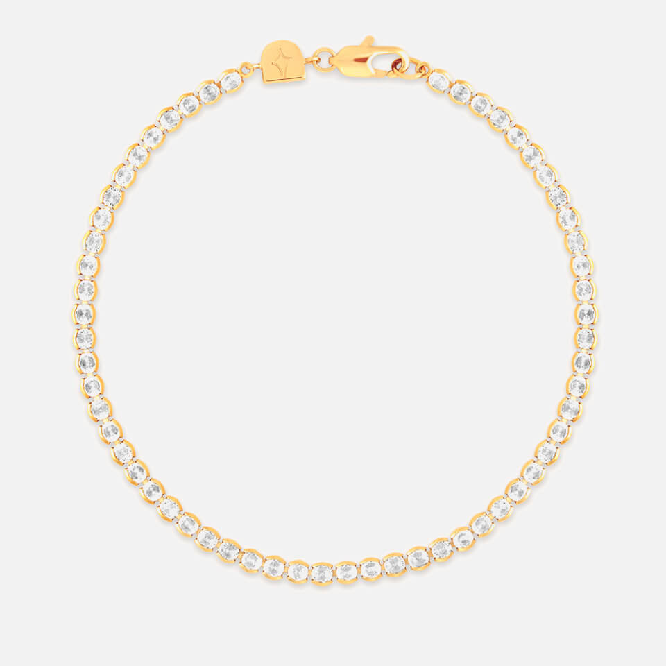 Astrid & Miyu Bezel Tennis Chain 18-Karat Gold-Plated Bracelet