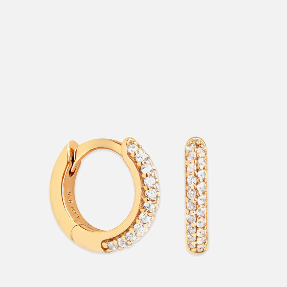 Astrid & Miyu Pave 18-Karat Gold-Plated Huggie Earrings