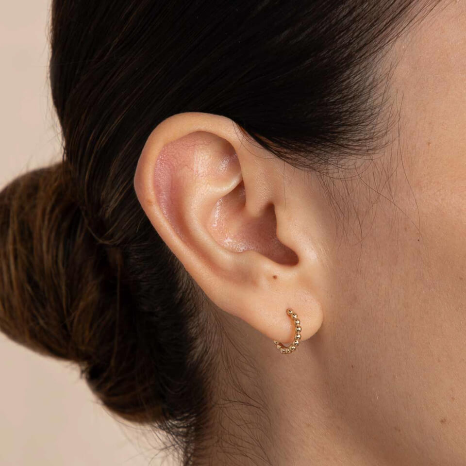 Astrid & Miyu Beaded 18-Karat Gold-Plated Hoop Earring
