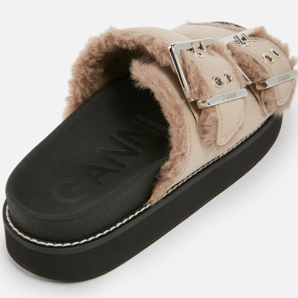Fur leather slides clearance