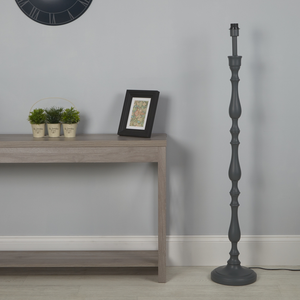 Candle Stick Floor Lamp Base Grey Homebase