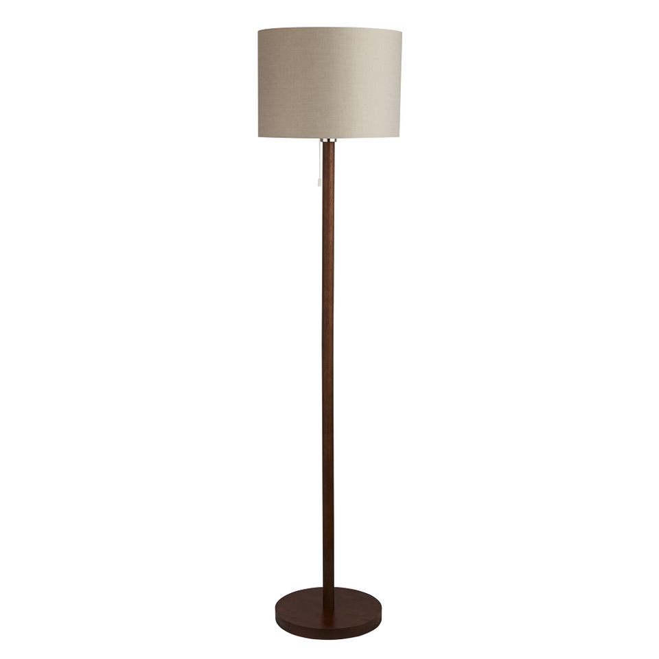 Dark Wood Floor Lamp with Grey Shade
