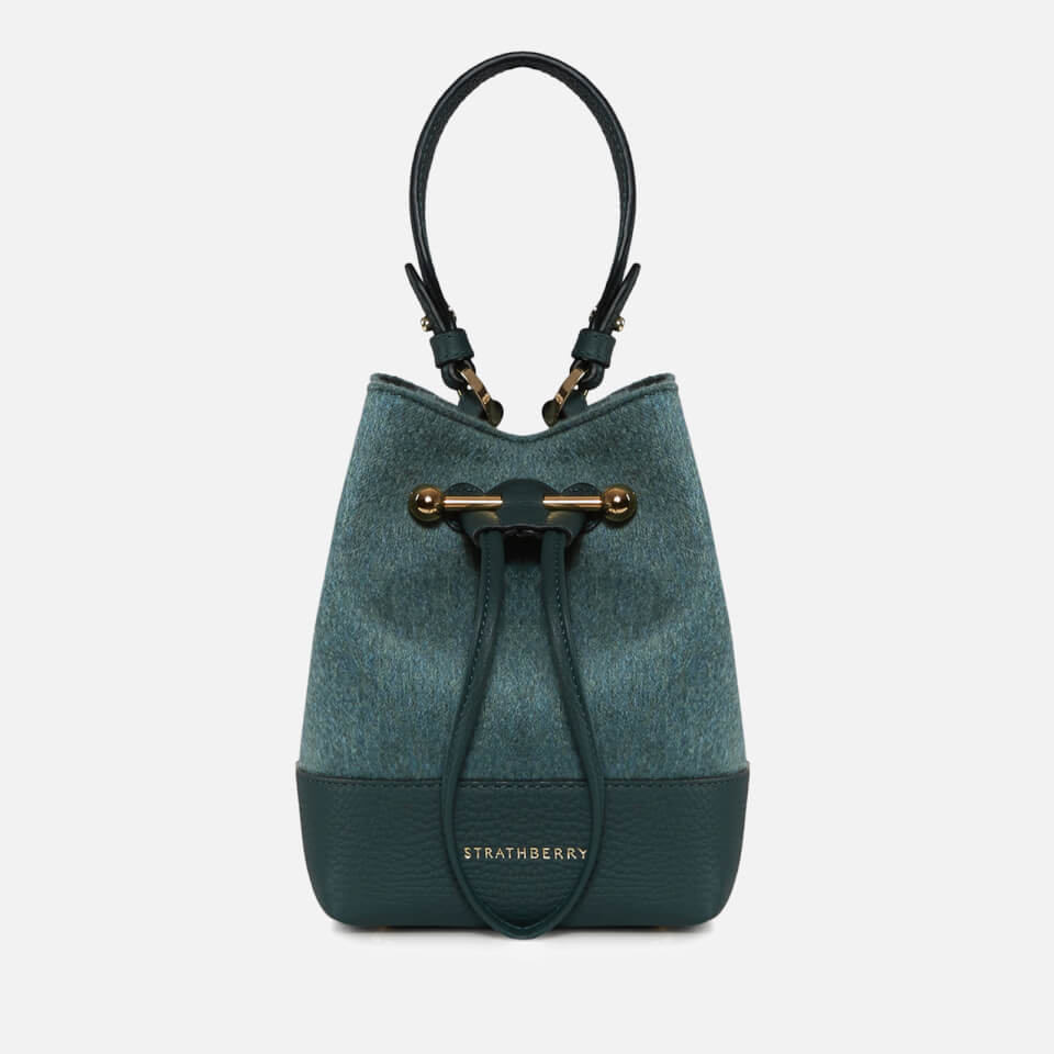 Strathberry Lana Osette Cashmere And Leather Hobo Bag - Bottle Green