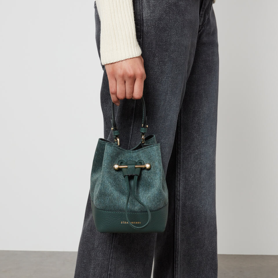 Strathberry Lana Osette Cashmere And Leather Hobo Bag - Bottle Green