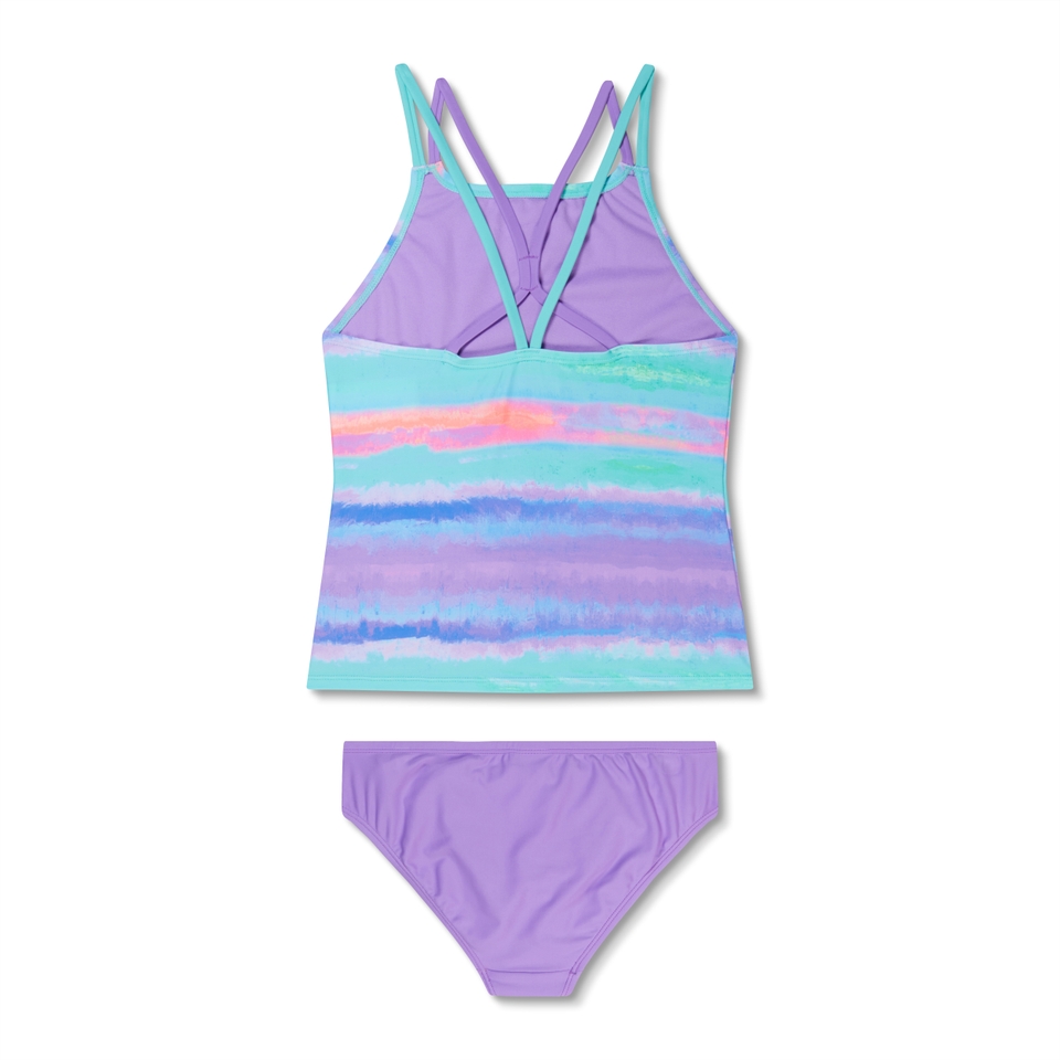 Girl's Print Tankini Set Purple/Blue
