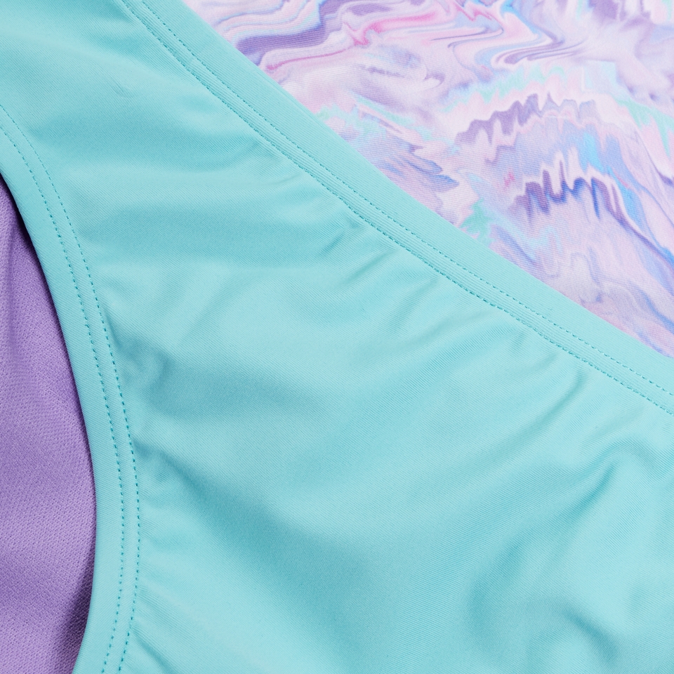 Girl's Print Tie Back Two Piece Blue/Purple