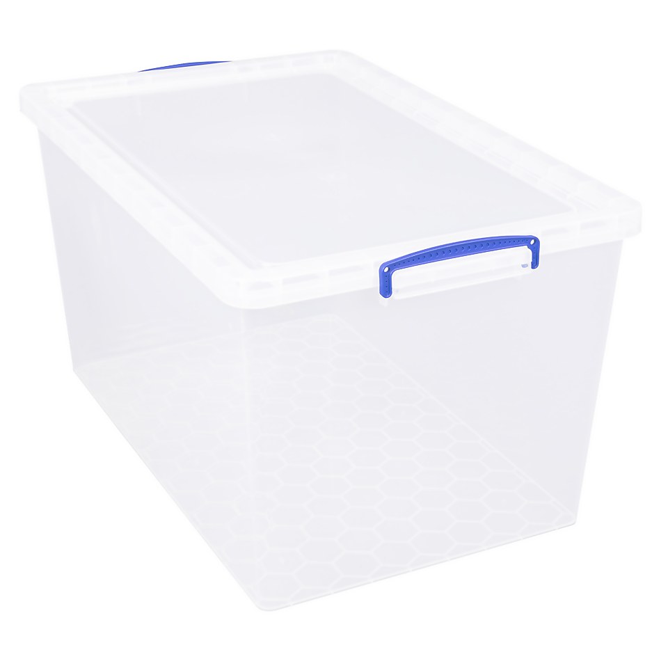 Really Useful Nestable Plastic Storage Box - 83L - Clear (Pack of 3)