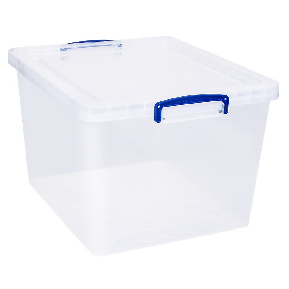 Really Useful Nestable Plastic Storage Box - 33.5L - Clear (Pack of 3)