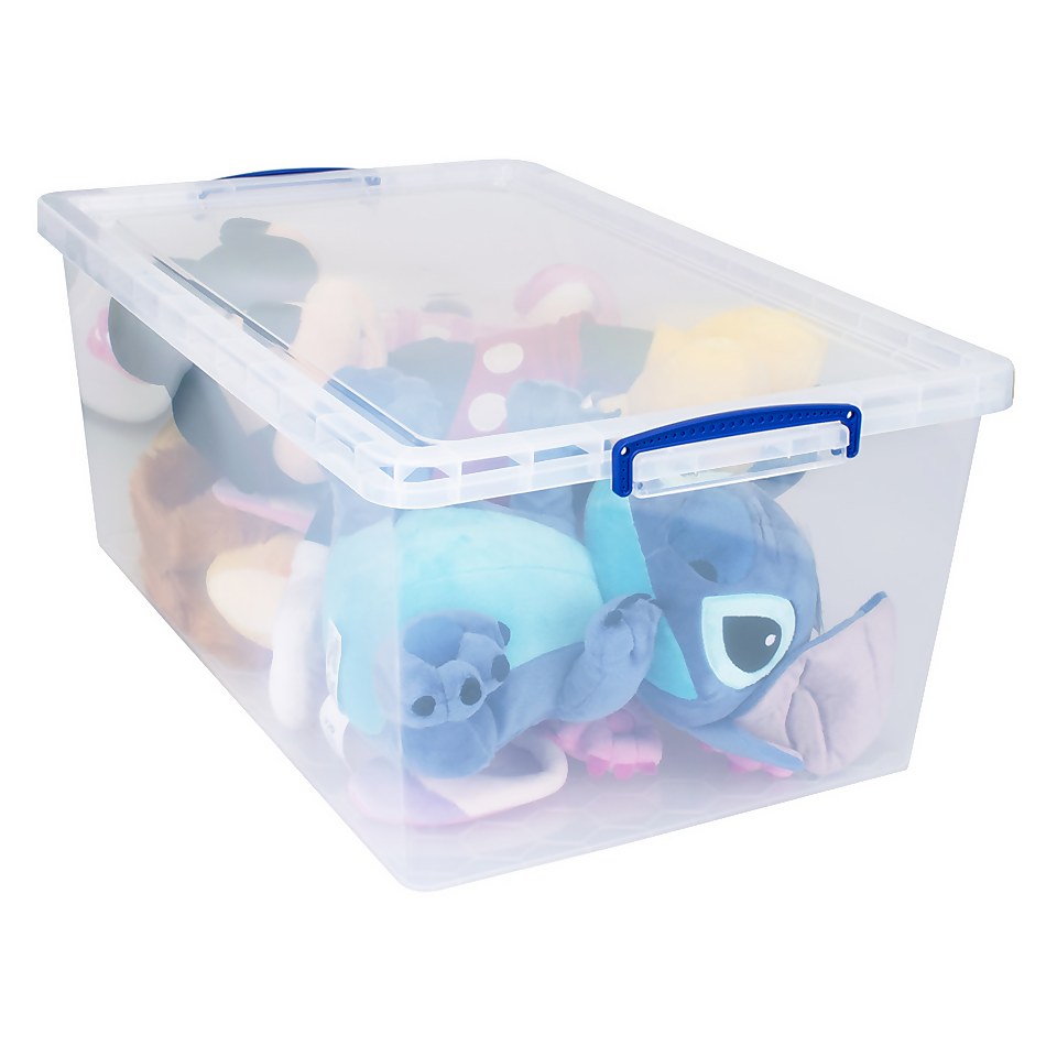Really Useful Nestable Plastic Storage Box - 62L - Clear (Pack of 3)