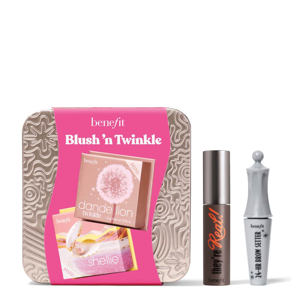 benefit Blush 'n Twinkle Blusher and Highlighter Gift Set, They're Real Mascara 3g and 24 HR Brow Setter 2ml