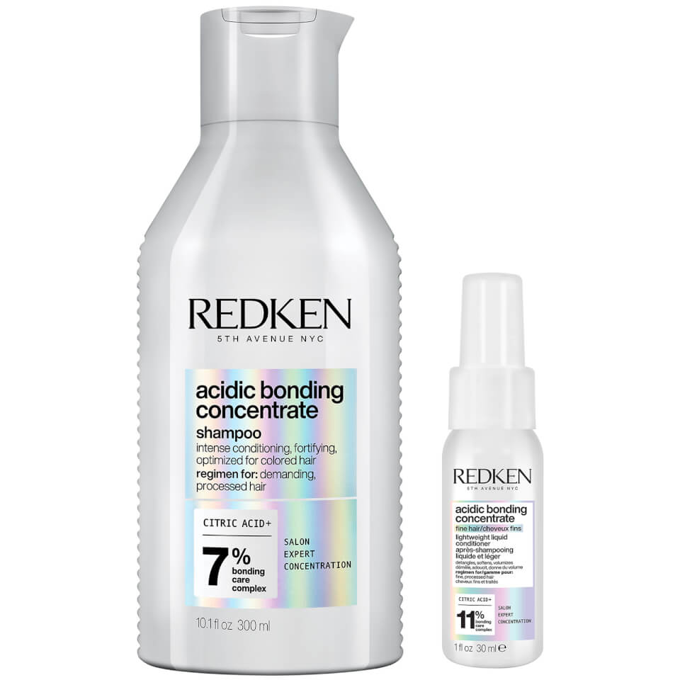 Redken Acidic Bonding Concentrate Bond Repair Shampoo 300ml and Lightweight Liquid Conditioner 30ml Bundle